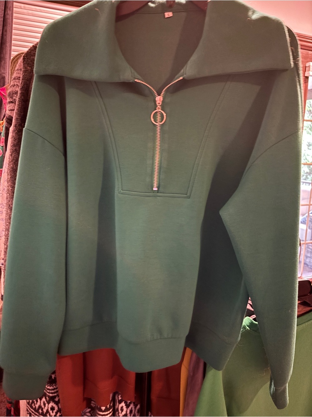 Forest Green Half-Zip ladies sweatshirt